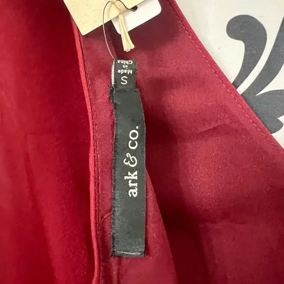 Ark & Co Burgundy Feathered Mini Dress NWT - Picture 7 of 7